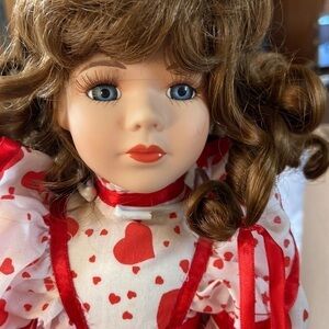 Valentine doll sweeter than a box of Fannie Farmer. Beautiful face and curls.